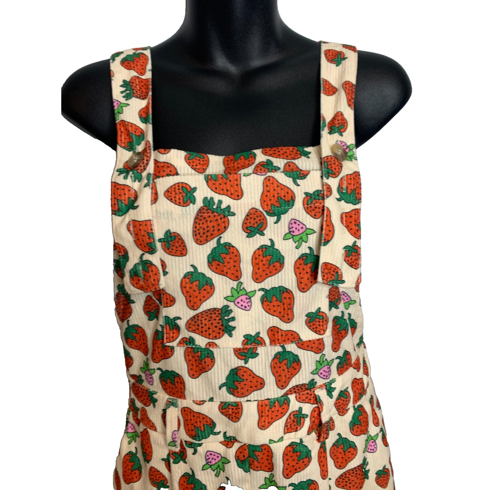 Cider Women's XS Strawberry Patch Romper Belt Loops, Pockets, Side Zip NEW - Picture 2 of 9